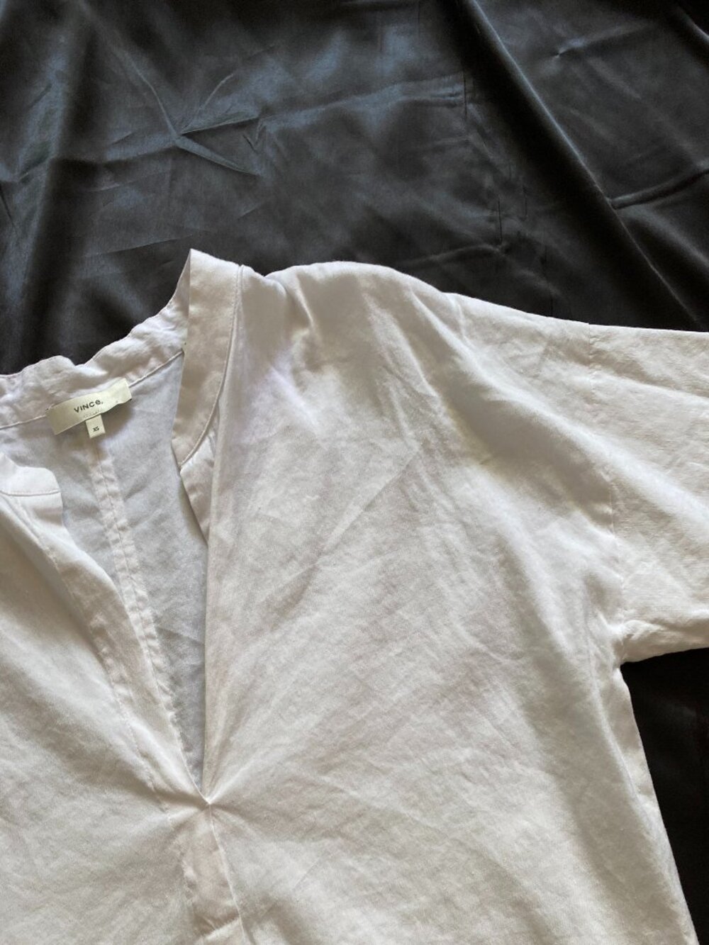 Vince Dolman Sleeve White Linen Top Size XS Minimalist Relaxed Summer